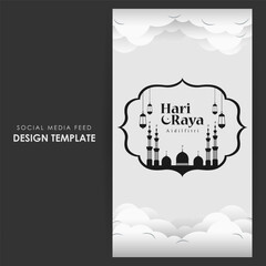 Wall Mural - Vector illustration of Hari Raya Aidilfitri social media feed template