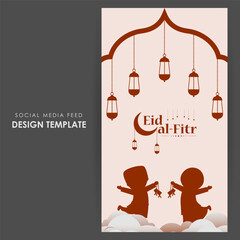 Wall Mural - Vector illustration of Hari Raya Aidilfitri social media feed template