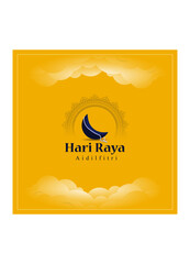 Wall Mural - Vector illustration of Hari Raya Aidilfitri social media feed template