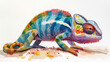 chameleon animal watercolor