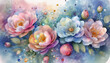 Piękna kwiatowa akwarela, dekoracyjna tapeta generative ai