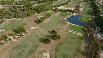 Wall Mural - Aerial drone point of view Lo Romero golf course. Costa Blanca, province of Alicante, Spain. Travel and sports concept