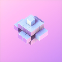 Aufkleber - Trendy neon background with abstract geometric figure. 3d rendering digital illustration