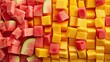 Ripe mangoes and watermelon cubes. Juicy, crisp, balance, flavors, delicious, refreshing, summer, snack, tropical. Generated by AI