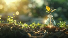 Sprouting Ideas: A Bulb Blossoming With Roots And Shoots Amidst Nature