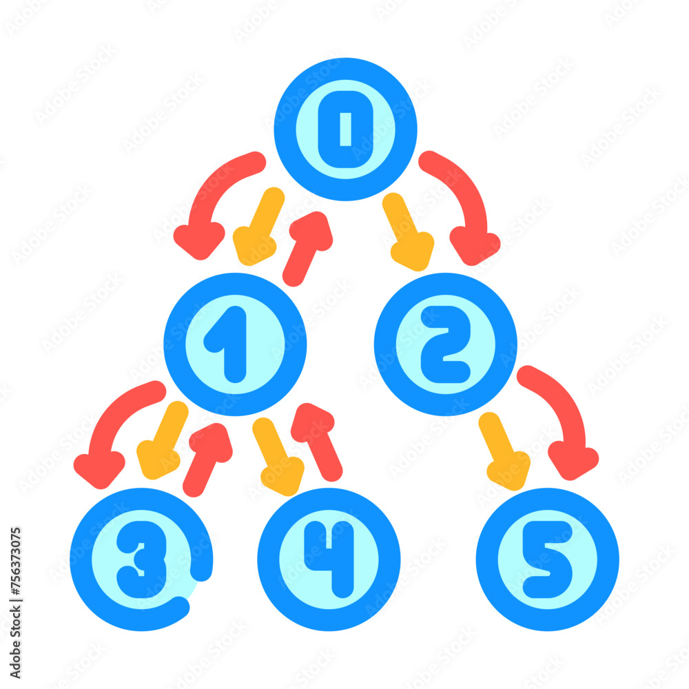depth first search dfs color icon vector. depth first search dfs sign ...