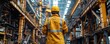 Worker in the steel mill background safety and environmental impact . Concept Steel Production, Workplace Safety, Environmental Impact, Industrial Operations