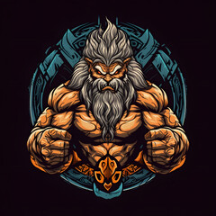 Wall Mural - Strong and Muscular Monster Illustration for T-shirt Design. Evil Creature Mascot