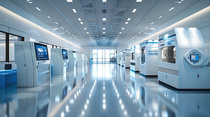 Poster - Printing machine exhibition hall. Generative AI.