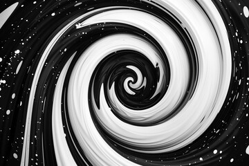 Sticker - Abstract black and white swirl background with dynamic spiral motion effect, ideal for modern designs, visual art concepts, or creative backdrop with copy space