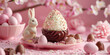 A deliciously crafted Easter egg surrounded by candies and a cute bunny, embodying the spirit of Easter.