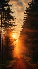 Wall Mural - The sun shines through the forest