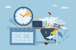 © wenich - Restricting working hours or remaining time is too little, Project management with excessive workload, Businessman or Employees rushed to complete many documents within the deadline. Vector design.