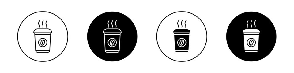 Wall Mural - Hot Coffee Cup Icon Set. Tea break mug vector symbol in a black filled and outlined style. Morning Brew Sign.