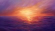 Purple and Orange Sunset Ocean Digital Painting, To evoke emotions of peace and tranquility through a beautiful sunset ocean scene, suitable for use