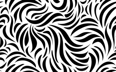 Abstract shape seamless pattern Black and white curved line ornamental decorative vector pattern wallpaper texture background for textile fabric paper print