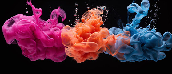 Wall Mural - Abstract liquid color splashes on a black background.