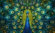 Spectacular Peacock with Hypnotic Feather Patterns Radiating Art - Generative AI