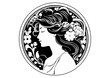 Art Nouveau woman Graphic Accents, vector illustration, vintage elements