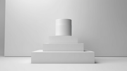 Wall Mural - white podium abstract empty three-dimensional platform design.