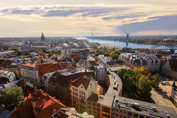 Wall Mural - Aerial view of the capital Riga, latvia