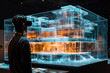 © David - An architect designs a building using virtual reality. Concept: The future of architecture lies in AI, holograms and 3D design.