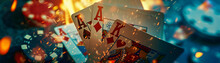 Poker Cards Close And Angled From Above