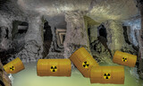 Fototapeta Na sufit - Atommüll Fässer im Bergwerk