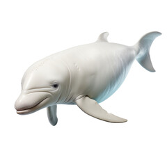 Wall Mural - A swimming white beluga whale isolated on transparent background