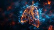 Medications for lung diseases. Polygonal wireframe composition. Abstract illustration isolated on dark background. Particles are arranged geometrically.