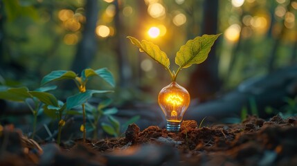 Aufkleber - Protecting the environment, introducing sustainable energy sources, and growing plants in bulbs