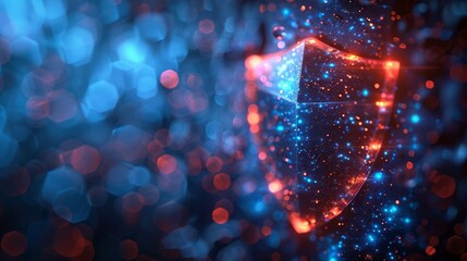 Aufkleber - The protection shield is a futuristic light style bubble shield with an abstract glowing style. It's an element for text isolated on a blue background. Modern illustration.