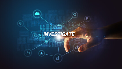 Fototapete - Hand touching cybersecurity button concept concept