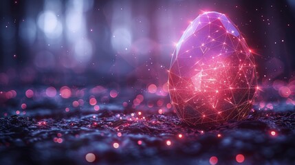 Poster - A geometric background with wireframe light structure. Modern 3D graphic concept with an abstract Easter Egg with the number 2021. Modern illustration. Low poly style design. Abstract geometric