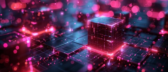 Digital money generation on a computer server through networking with the help of blockchain technology. Future of financial technology involving blockchain. Cryptocurrency mining isometric concept.