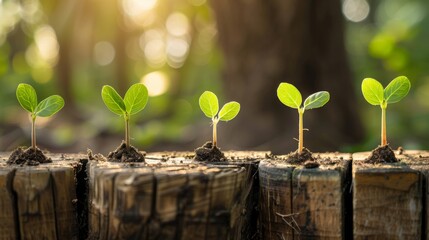 Poster - A growth graph of seedlings growing from soil between the years 2021 and 2022. A graph illustrating business growth, profit development, and success for the new year 2022.