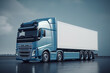 © Александр Лобач - A modern truck with a trailer on a blue background