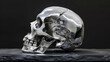 Skull Sculpture with Metallic Texture Play