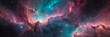 Space background with stardust and shining stars. Realistic colorful cosmos with nebula and milky way. Blue galaxy backdrop