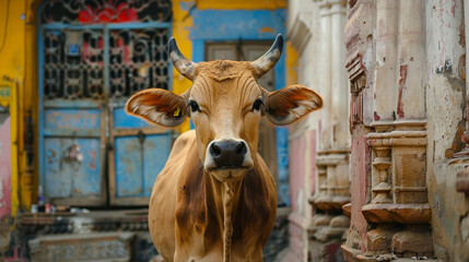 Sacred cow in India. 