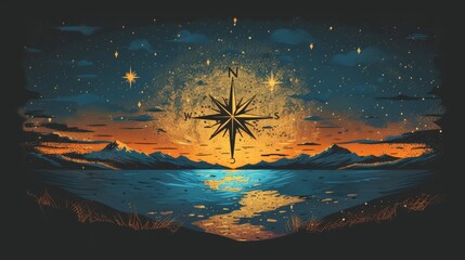 Wall Mural - compass rose and compass