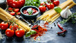 Fresh ingredients for cooking pasta