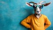 © Ilja - Goofy goat sporting trendy sunglasses against pastel backdrop with ample room for text placement