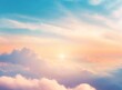 Heavenly sky with white clouds at light orange dawn/sunrise wallpaper