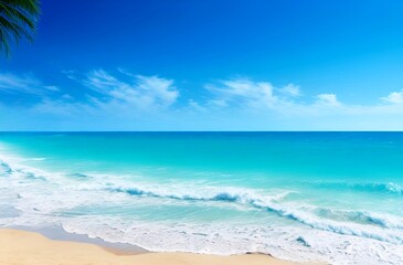 Wall Mural - A scene of a very beautiful sea wave and a beautiful blue sky with clouds