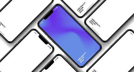 Fototapete - Realistic smartphone mockup. Mobile phone vector with isolated on white background. Device front view. 3D mobile phone with shadow. Realistic, high quality smart phone mockup for ui ux presentation.