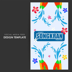 Poster - Vector illustration of Happy Songkran festival social media feed template