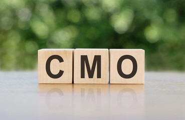 Wall Mural - CMO text (Chief Marketing Officer) on alphabet wooden cubes