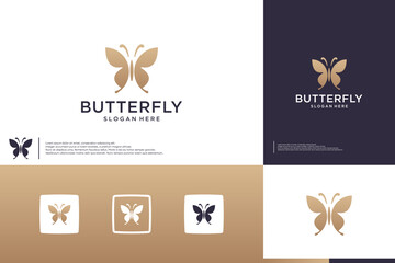 Wall Mural - luxury butterfly logo , beauty spa, salon , logo design template.