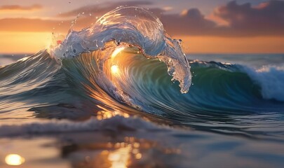 Wall Mural - Water wave beach with sun light 